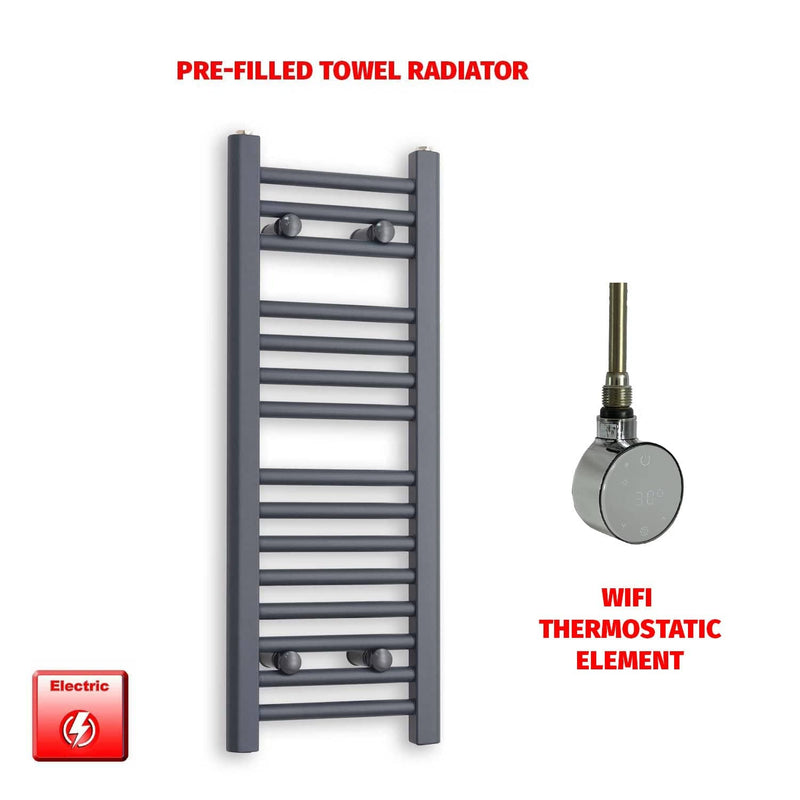 ER-Wifi Thermostatic 300 x 800 Flat Anthracite Pre-Filled Electric Towel Radiator