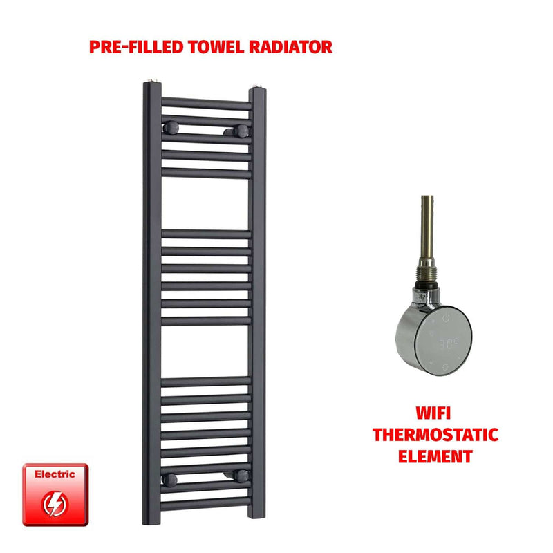 ER-Wifi Thermostatic 300 x 800mm Flat Black Pre-Filled Electric Towel Radiator