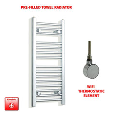 ER-Wifi Thermostatic 300 x 800mm Flat Chrome Pre-Filled Electric Towel Radiator