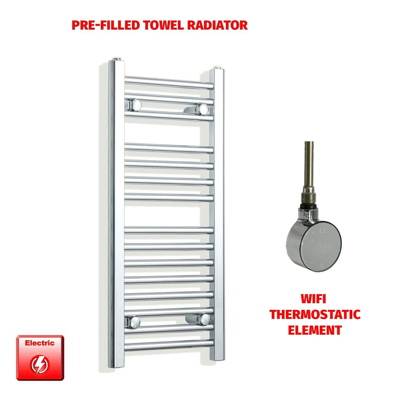 ER-Wifi Thermostatic 300 x 800mm Flat Chrome Pre-Filled Electric Towel Radiator