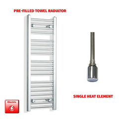 Single Heat Element 350 x 1000mm Flat Chrome Pre-Filled Electric Towel Radiator