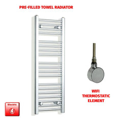 ER-Wifi Thermostatic 350 x 1000mm Flat Chrome Pre-Filled Electric Towel Radiator
