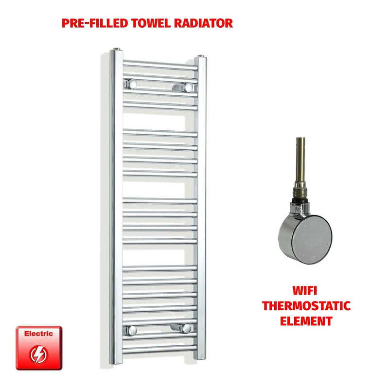 ER-Wifi Thermostatic 350 x 1000mm Flat Chrome Pre-Filled Electric Towel Radiator