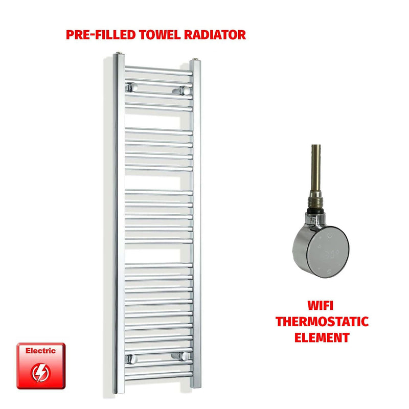 ER-Wifi Thermostatic 350 x 1200mm Flat Chrome Pre-Filled Electric Towel Radiator