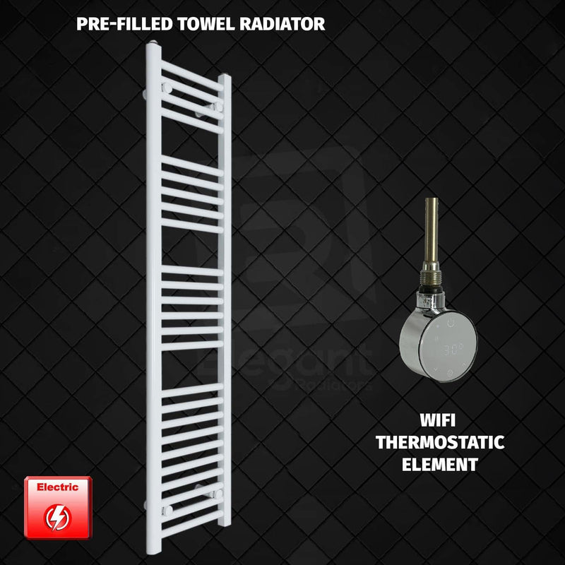 ER-Wifi Thermostatic 350 x 1400 Flat White Pre-Filled Electric Heated Towel Rail