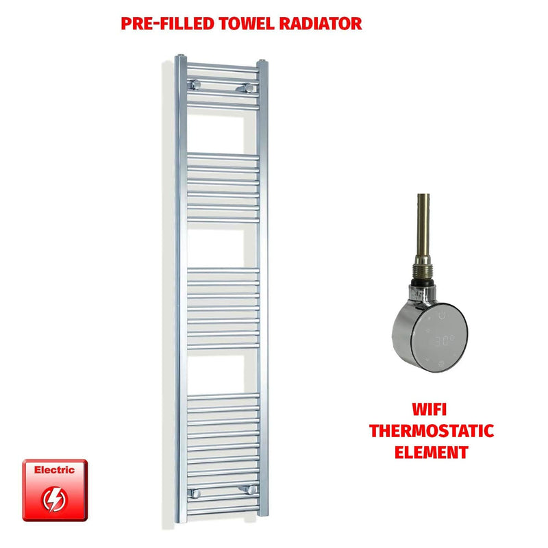 ER-Wifi Thermostatic 350 x 1600mm Flat Chrome Pre-Filled Electric Towel Radiator