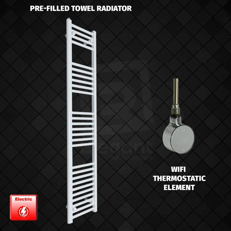 ER-Wifi Thermostatic 350 x 1600mm High Flat White Pre-Filled Electric Towel Rail