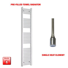 Single Heat Element 350 x 1800 Flat Chrome Pre-Filled Electric Towel Radiator