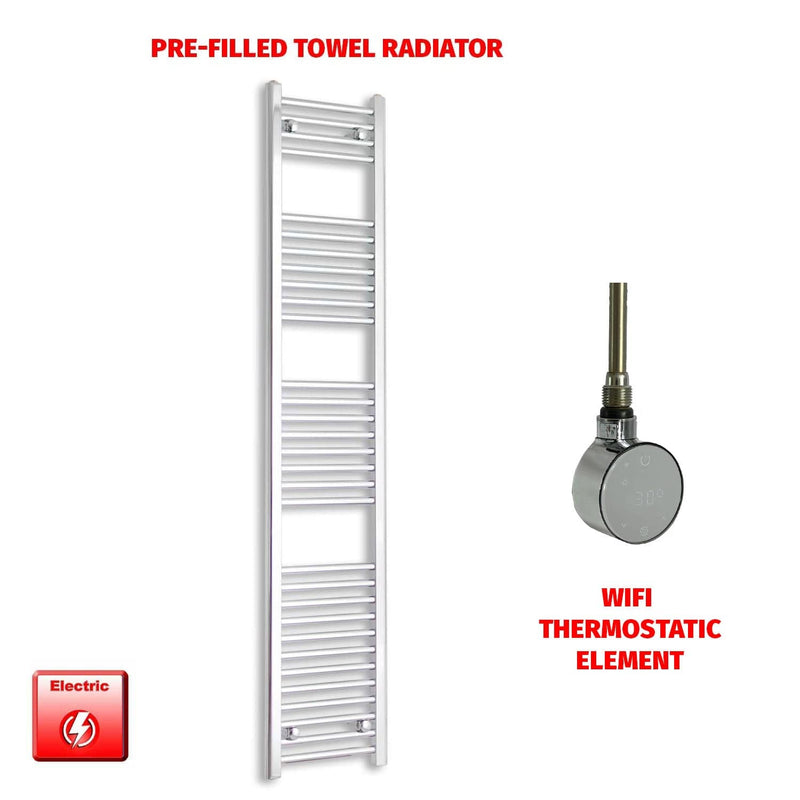 ER-Wifi Thermostatic 350 x 1800 Flat Chrome Pre-Filled Electric Towel Radiator