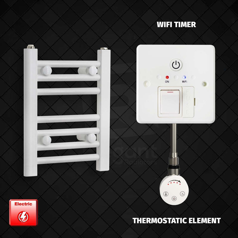 Thermostatic Element + Wifi Timer 350 x 400 Flat White Pre-Filled Electric Heated Towel Rail