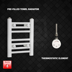 Thermostatic Element 350 x 400 Flat White Pre-Filled Electric Heated Towel Rail
