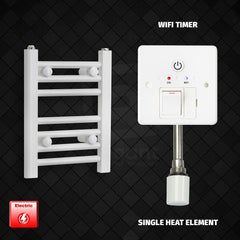 Single Heat Element + Wifi Timer 350 x 400 Flat White Pre-Filled Electric Heated Towel Rail
