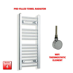 ER-Wifi Thermostatic 350 x 800 Flat Chrome Pre-Filled Electric Towel Radiator