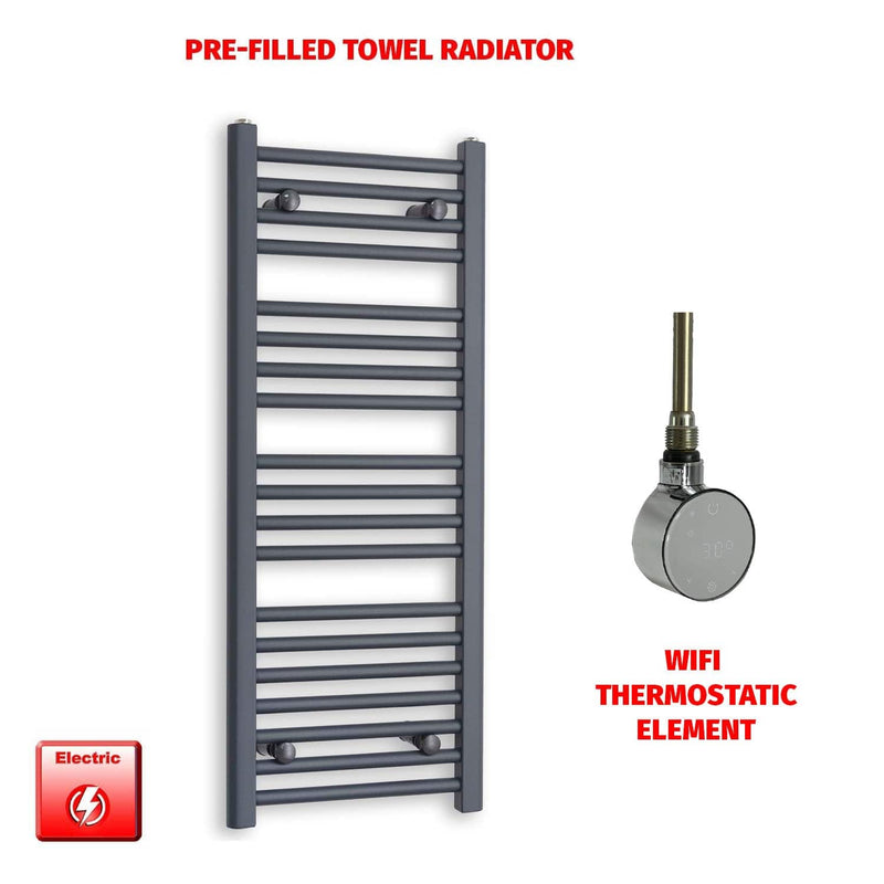 ER-Wifi Thermostatic 400 x 1000 Flat Anthracite Pre-Filled Electric Towel Rail