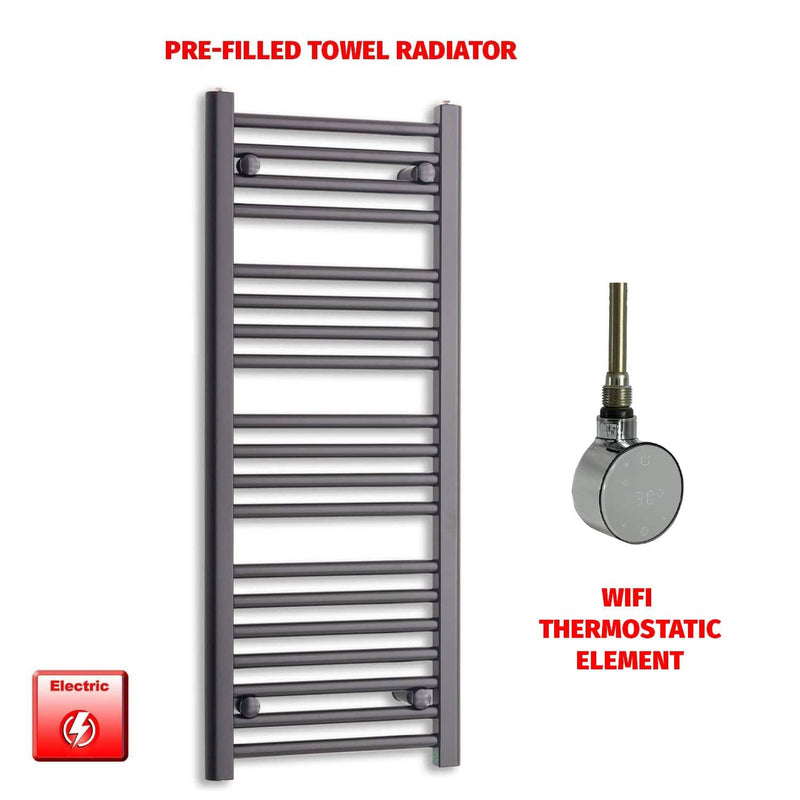 ER-Wifi Thermostatic 400 x 1000 Flat Black Pre-Filled Electric Heated Towel Rail