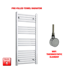 Straight / ER-Wifi Thermostatic 400 x 1000 Flat Chrome Pre-Filled Electric Towel Radiator