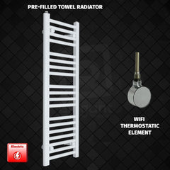 ER-Wifi Thermostatic 400 x 1000 Flat White Pre-Filled Electric Towel Radiator HTR