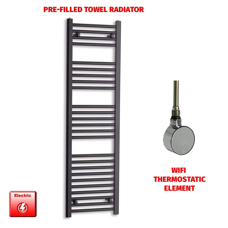 ER-Wifi Thermostatic 400 x 1400 Flat Black Pre-Filled Electric Towel Radiator