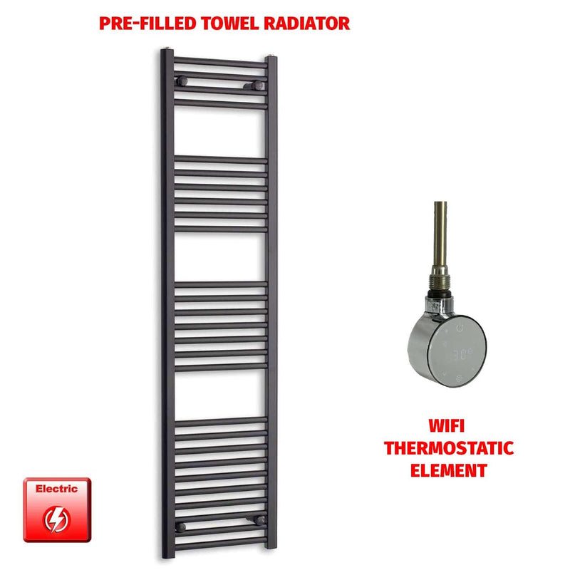 ER-Wifi Thermostatic 400 x 1600 Flat Black Pre-Filled Electric Towel Radiator HTR