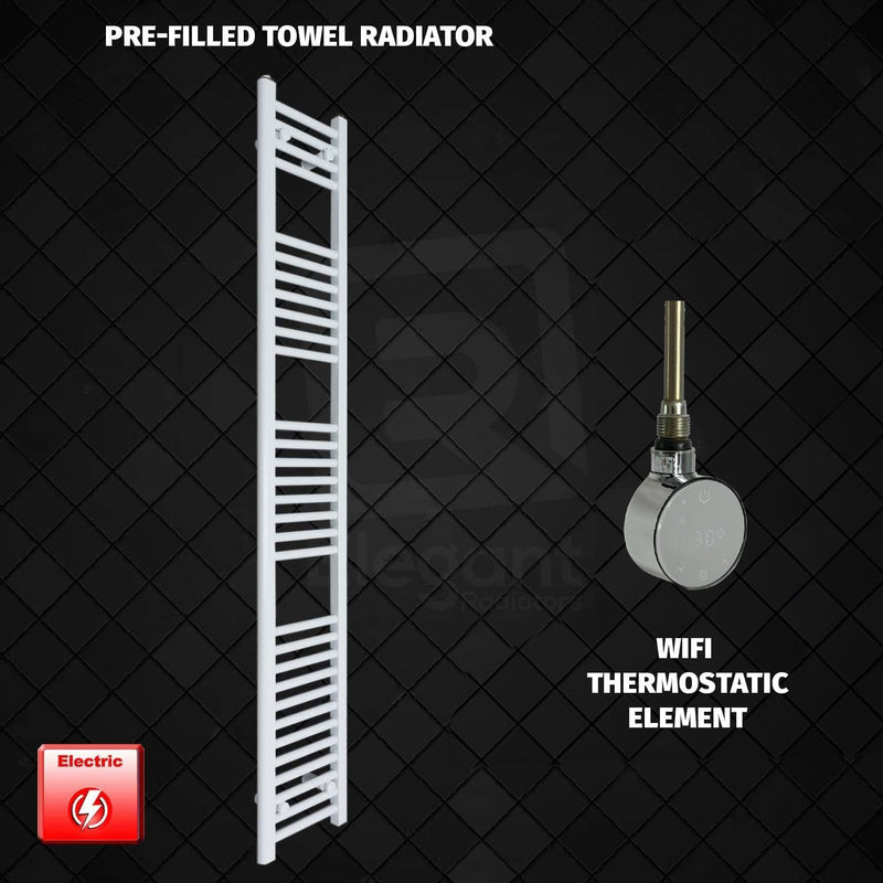 ER-Wifi Thermostatic 400 x 1800 Flat White Pre-Filled Electric Heated Towel Rail