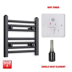 Single Heat Element + Wifi Timer 400 x 400 Flat Black Pre-Filled Electric Towel Rail Radiator