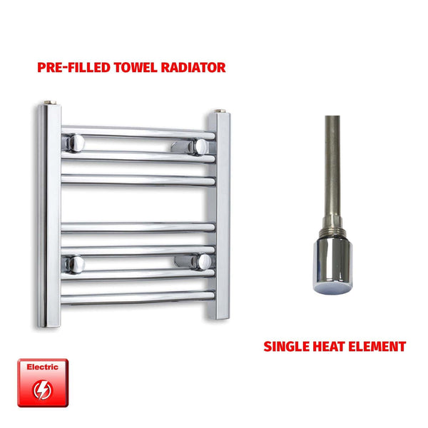 Straight / Single Heat Element 400 x 400 Flat Chrome Pre-Filled Electric Towel Radiator
