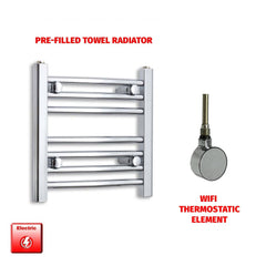 Straight / ER-Wifi Thermostatic 400 x 400 Flat Chrome Pre-Filled Electric Towel Radiator