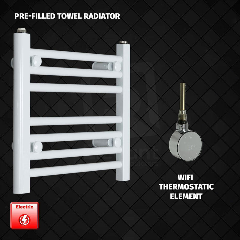 ER-Wifi Thermostatic 400 x 400 Flat White Pre-Filled Electric Heated Towel Rail