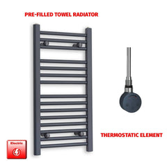 Thermostatic Element 400 x 800 Flat Anthracite Pre-Filled Electric Towel Radiator