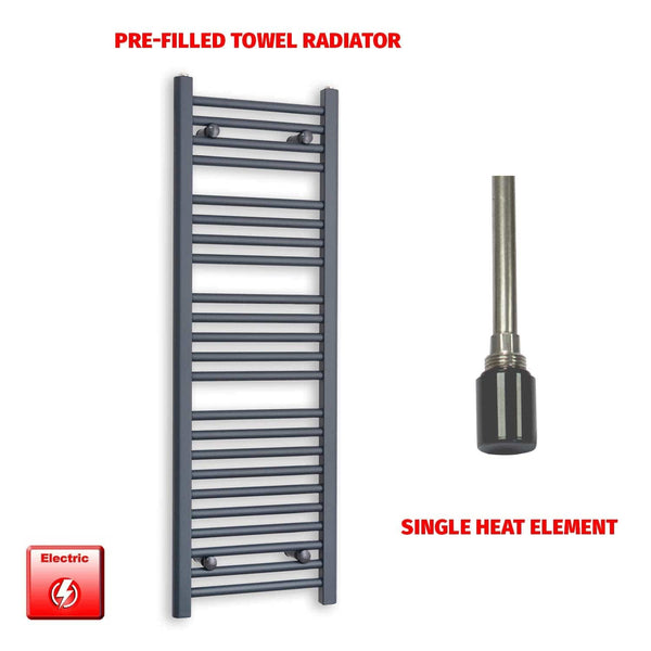 Single Heat Element 400x1200 Flat Anthracite Pre-Filled Electric Towel Radiator