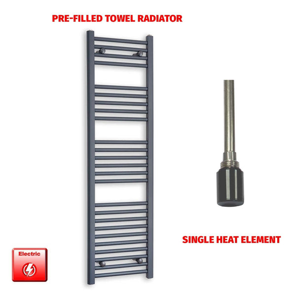 Single Heat Element 400x1400 Flat Anthracite Pre-Filled Electric Towel Radiator