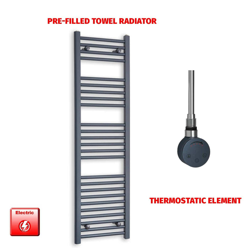 Thermostatic Element 400x1400 Flat Anthracite Pre-Filled Electric Towel Radiator