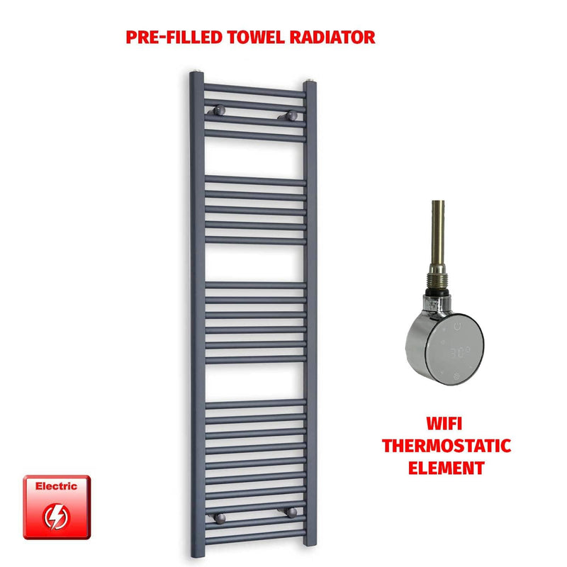 ER-Wifi Thermostatic 400x1400 Flat Anthracite Pre-Filled Electric Towel Radiator