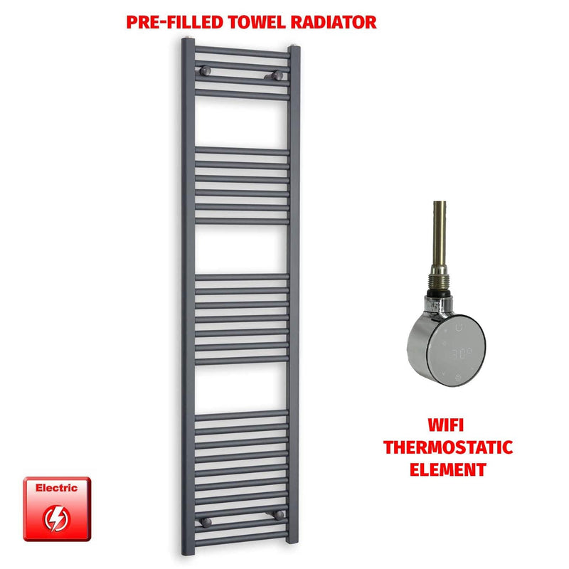 ER-Wifi Thermostatic 400x1600 Flat Anthracite Pre-Filled Electric Towel Radiator