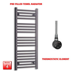 Thermostatic Element 450 x 1000 Flat Black Pre-Filled Electric Towel Radiator