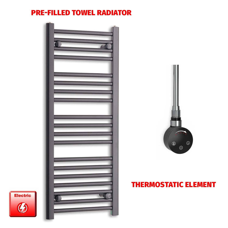 Thermostatic Element 450 x 1000 Flat Black Pre-Filled Electric Towel Radiator