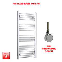 ER-Wifi Thermostatic 450 x 1000 Flat Chrome Pre-Filled Electric Towel Radiator