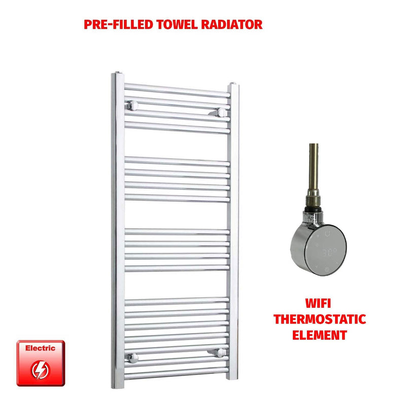 ER-Wifi Thermostatic 450 x 1000 Flat Chrome Pre-Filled Electric Towel Radiator