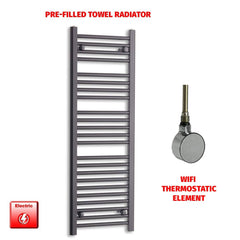 ER-Wifi Thermostatic 450 x 1200 Flat Black Pre-Filled Electric Heated Towel Rail