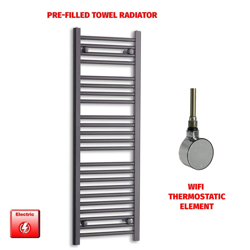 ER-Wifi Thermostatic 450 x 1200 Flat Black Pre-Filled Electric Heated Towel Rail
