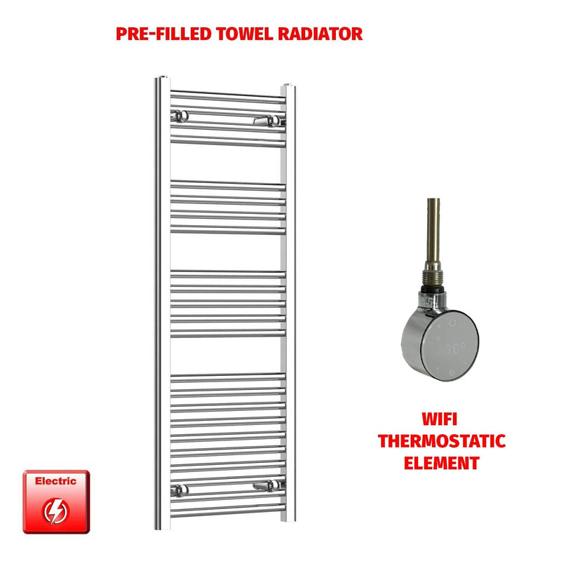 ER-Wifi Thermostatic 450 x 1200 Flat Chrome Pre-Filled Electric Towel Radiator