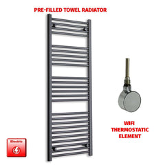 ER-Wifi Thermostatic 450 x 1400 Flat Black Pre-Filled Electric Heated Towel Rail