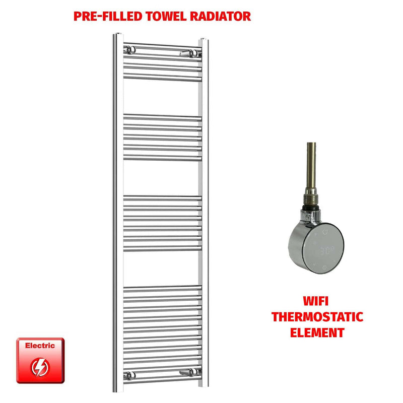 ER-Wifi Thermostatic 450 x 1400 Flat Chrome Pre-Filled Electric Towel Radiator