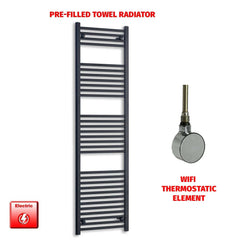 ER-Wifi Thermostatic 450 x 1800 Flat Black Pre-Filled Electric Heated Towel Rail