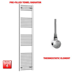 Thermostatic Element 450 x 1800 Flat Chrome Pre-Filled Electric Towel Radiator