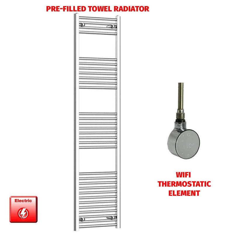 ER-Wifi Thermostatic 450 x 1800 Flat Chrome Pre-Filled Electric Towel Radiator
