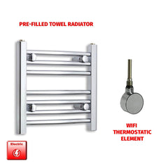 Straight / ER-Wifi Thermostatic 450 x 400 Flat Chrome Pre-Filled Electric Heated Towel Rail