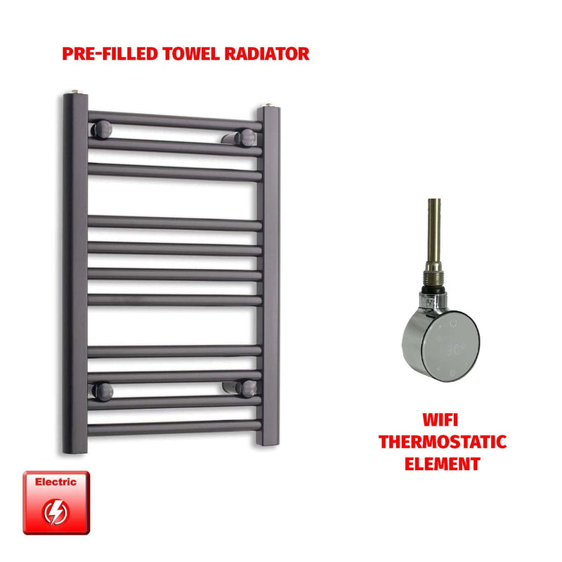 ER-Wifi Thermostatic 450 x 600 Black Pre-Filled Electric Heated Towel Rail