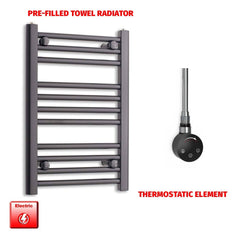 Thermostatic Element 450 x 800 Flat Black Pre-Filled Electric Towel Rail HTR