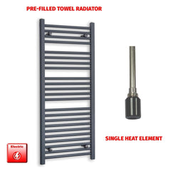 Single Heat Element 500 x 1200 Flat Anthracite Pre-Filled Electric Towel Rail